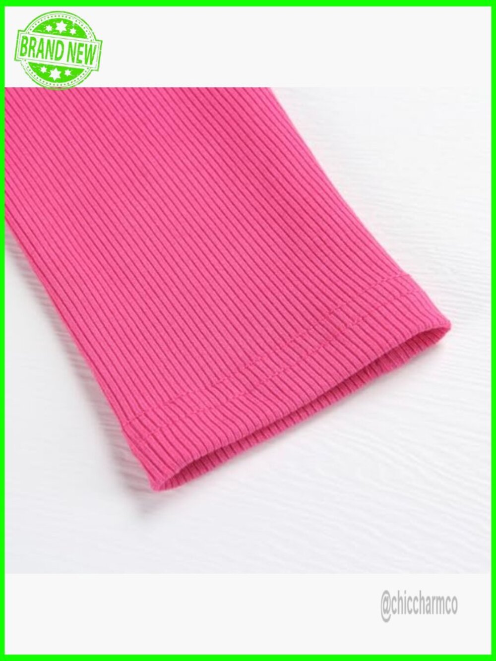 Fitted Long Sleeve Ribbed Notch V Neck Tee Layering Top - Picture 4 of 6